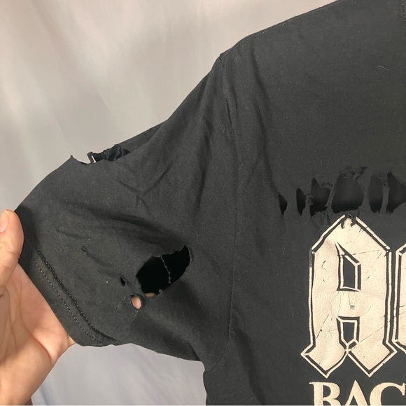 AC/DC Back in Black Graphic Crop Top custom distressed, womens size XL - Picture 3 of 5